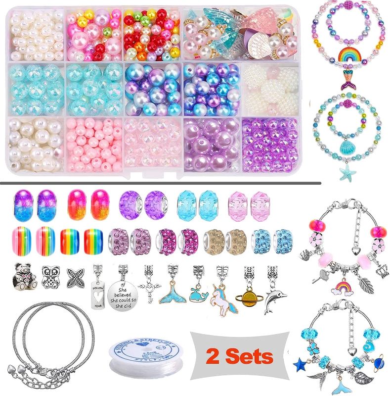 Photo 1 of 
V.VIAIRIC Assorted Mermaid Unicorn Beads Charms Kit for Bracelets Making, Charm Bracelet Beads and Rainbow Pony Beads for Jewelry Making, with Letter Beads