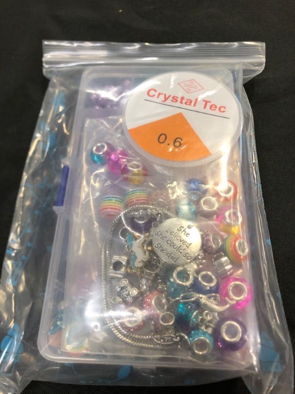 Photo 2 of 
V.VIAIRIC Assorted Mermaid Unicorn Beads Charms Kit for Bracelets Making, Charm Bracelet Beads and Rainbow Pony Beads for Jewelry Making, with Letter Beads