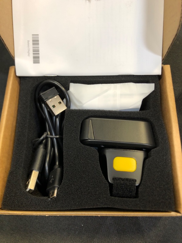 Photo 2 of 2D Wireless Ring Barcode Scanner, BUTORY Mini Bluetooth Barcode Scanner with 2.4GHz Wireless & Wired Connection, Wearable Finger Bar Code Reader Work with Windows, iOS, Android and More