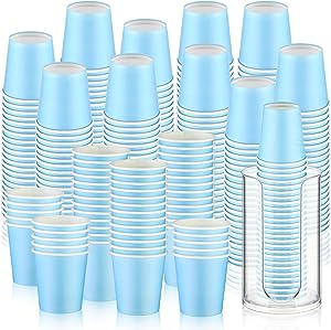 Photo 1 of 501 Pcs 3 oz Bathroom Paper Cups and Cup Dispenser Set, Blue Mouthwash Cups Bathroom Cup Storage Holder Small Disposable Cups for Bathroom Vanity Countertop Supplies