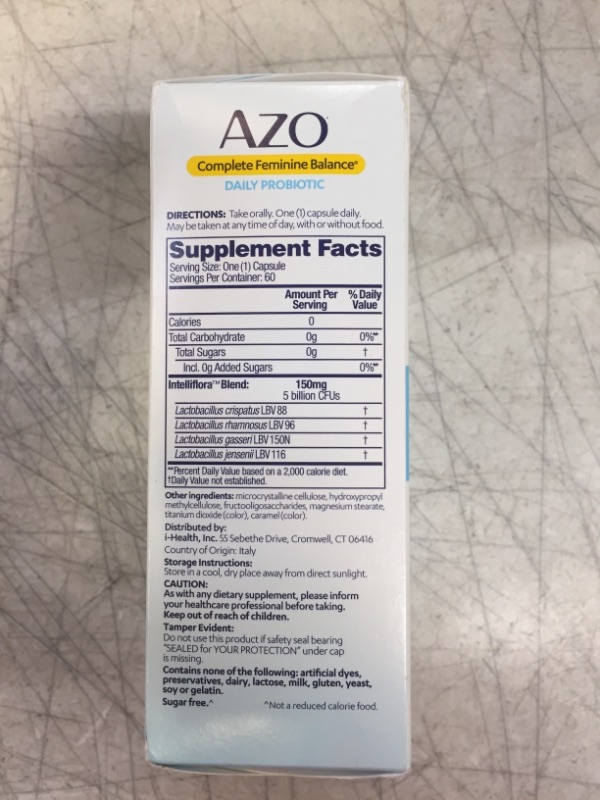 Photo 3 of AZO Complete Feminine Balance Daily Probiotics for Women, Clinically Proven to Help Protect Vaginal Health, balance pH and yeast, Non-GMO, 60 Count