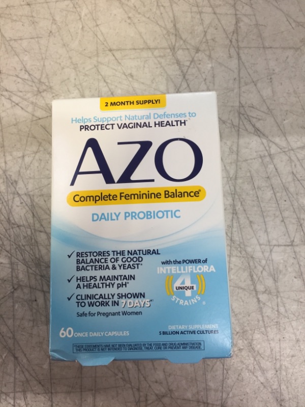 Photo 4 of AZO Complete Feminine Balance Daily Probiotics for Women, Clinically Proven to Help Protect Vaginal Health, balance pH and yeast, Non-GMO, 60 Count