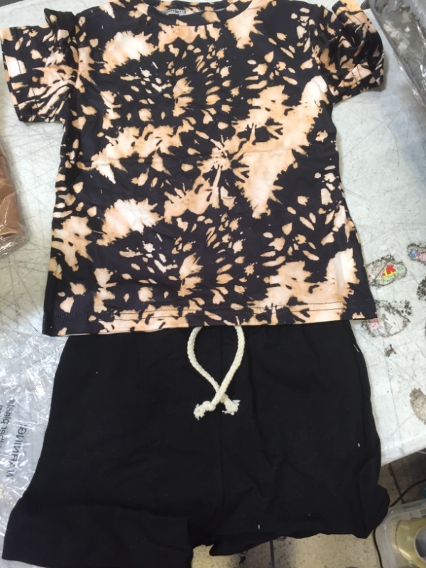 Photo 1 of BLEACHED BLACK SHIRT WITH BLACK DRAW STRING SHORTS: 3Y SIZE