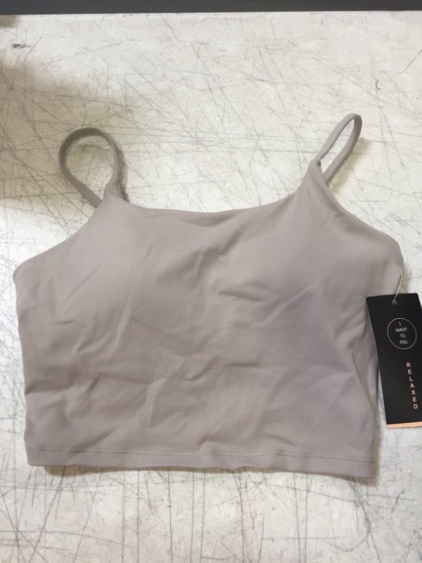 Photo 1 of I Want To Feel Relaxed Sports Bra Gray Workout Gym Shelf Bra Tank Top Size L
