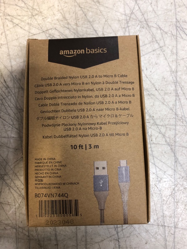 Photo 4 of Amazon Basics Micro USB to USB-A 2.0 Cable, Nylon Braided Cord, 480Mbps Transfer Speed, Gold-Plated, 10 Foot, Dark Gray Dark Grey 10 Feet