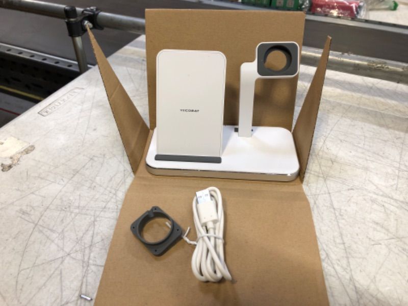 Photo 2 of Wireless Charger Stand 2 in 1 with iWatch Charging Dock, Wireless Charging Station Holder Accessories for Apple Watch Series 7/6/SE/5/4/3/2/1 iPhone 14/13/12/11 Pro Max/X/XS/XR/8