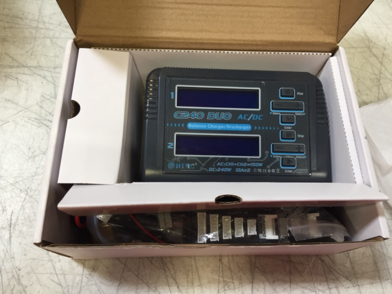 Photo 2 of HTRC Lipo Charger 1-6S Touch Screen Dual Discharger AC200W DC400W 12A T400 Pro High Precision Fast Balance Battery Charger for RC Li-ion Life NiCd NiMH LiHV PB Smart Battery (C240 DUO)