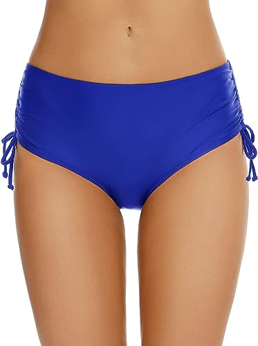 Photo 1 of Bonneuitbebe Women's Bikini Bottoms Full Coverage Swim Bottoms Mid Waisted Bathing Suit Bottoms Swimsuit Bottoms (BLUE, LARGE)