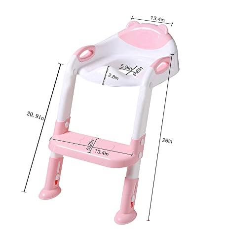 Photo 1 of Fedicelly Potty Training Seat Ladder Toddler ,Potty Seat Toilet Boys Girls,Adjustable Kids Toilet Training Seat (Pink)