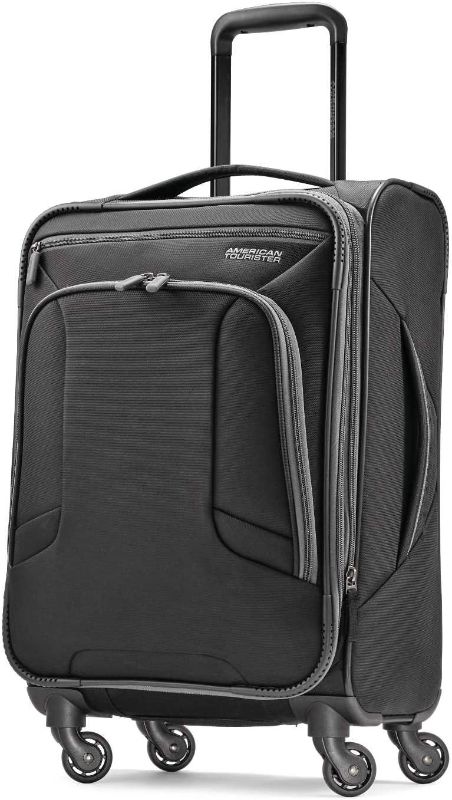 Photo 1 of American Tourister 4 Kix Expandable Softside Luggage with Spinner Wheels, Black/Grey, Carry-On 21-Inch
