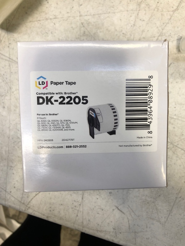 Photo 2 of LD Compatible Label Tape Roll Replacement for Brother DK-2205 2.4 in x 100 ft (White)