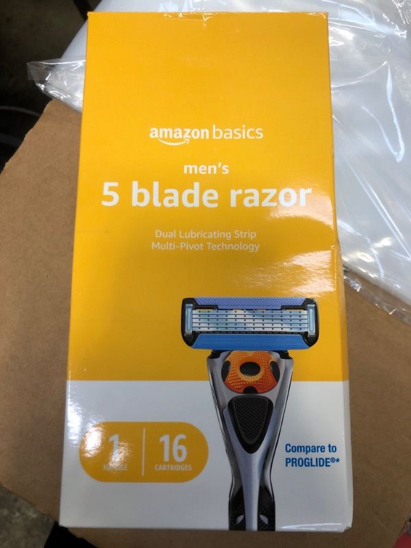 Photo 1 of Amazon Basics 5-Blade MotionSphere Razor for Men with Dual Lubrication and Precision Trimmer, Handle & 16 Cartridges (Cartridges fit Amazon Basics Razor Handles only) (Previously Solimo) Handle + 16 Refills (Razor)
