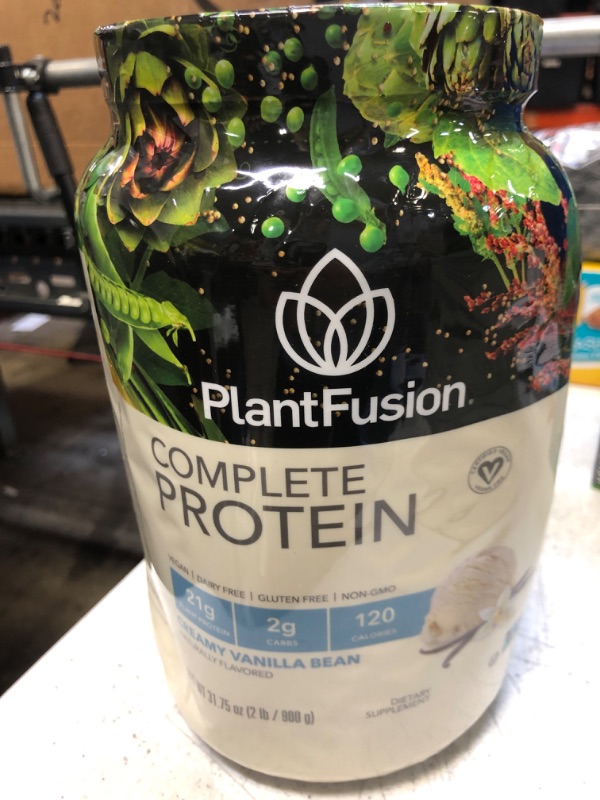 Photo 2 of FACTORY SEALED - PlantFusion Complete Vegan Protein Powder - Plant Based Protein Powder With BCAAs, Digestive Enzymes and Pea Protein - Keto, Gluten Free, Soy Free, Non-Dairy, No Sugar, Non-GMO - Vanilla Bean 2 lb Vanilla 30 Servings - 01/2026