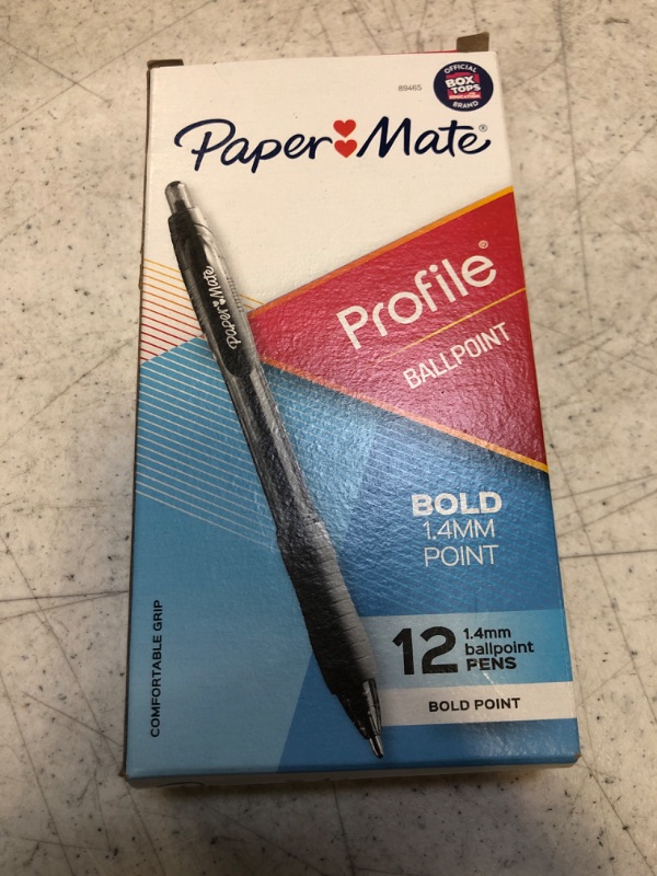 Photo 2 of Paper Mate Profile Retractable Ballpoint Pens, Bold Point (1.4mm), Black, 12 Count