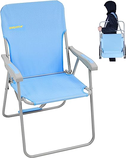 Photo 1 of #WEJOY High Back Outdoor Lawn Concert Beach Folding Chair with Hard Arms Shoulder Strap Pocket for Adults Camping Festival Sand, Supports 300 lbs
