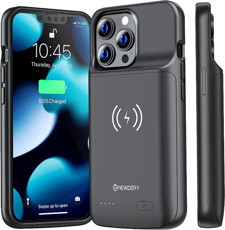 Photo 1 of NEWDERY Battery Case for iPhone 13 Pro & 13 5000mAh, Qi Wireless Charging & Wired Headset & Sync-Data Supported, Extended Rechargeable Power Charger Case for iPhone 13 Pro & iPhone 13 6.1inch
