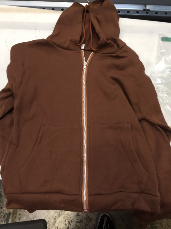 Photo 1 of Amazon Essentials Men's Full-Zip Hooded Fleece Sweatshirt (Available in Big & Tall) Small Brown -------- NEEDS CLEANING