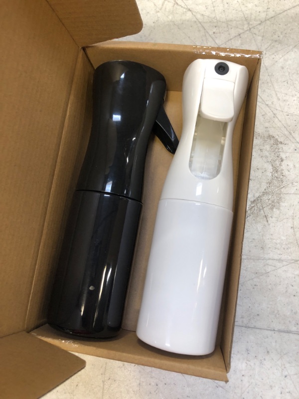 Photo 1 of 2 Packs Hair Spray Bottle 6.8 OZ Continuous Fine Mist Sprayer Refillable Empty Sprayer Water Squirt Bottle for Salon, Hairstyling, Cleaning, Plants, Misting & Skin Care (Black+White)