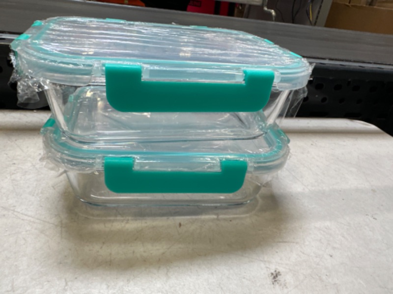 Photo 1 of 2Pack Glass Meal Prep Containers 2 Compartment with Lids