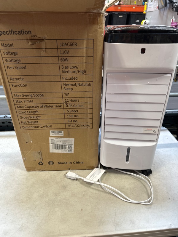 Photo 2 of 24" Evaporative Air Cooler & Mini Portable Air Conditioner, Personal AC Cooling Fan for Room Office Camping, Mini Portable Air Conditioner Ice Cubes