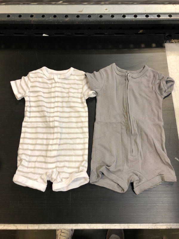 Photo 2 of Hanes Baby Rompers, Ultimate Zippin Short Sleeve Romper for Boys & Girls, 2-Pack
6-12 months 
