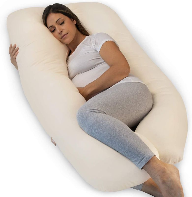 Photo 1 of  Organic Pregnancy Pillow - U Shaped Maternity Body Pillow - Organic Cotton Full Body Pillow (PILLOW ONLY) MISSING PILLOW CASE
