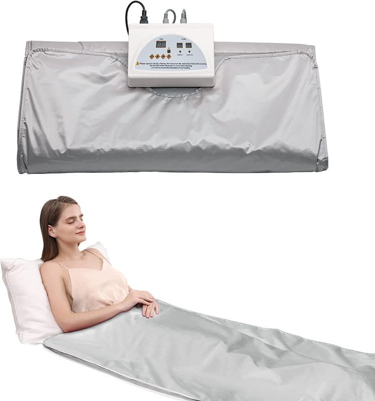 Photo 1 of TaTalife Portable Far-Infrared Sauna Blanket, Digital Heat 2 Zone Sauna with Remote Control, Professional Home Sauna Heated Blanket Therapy for Recovery Wellness Relaxation
