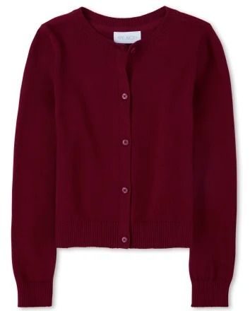 Photo 1 of Girls Uniform Cardigan - Rubine
