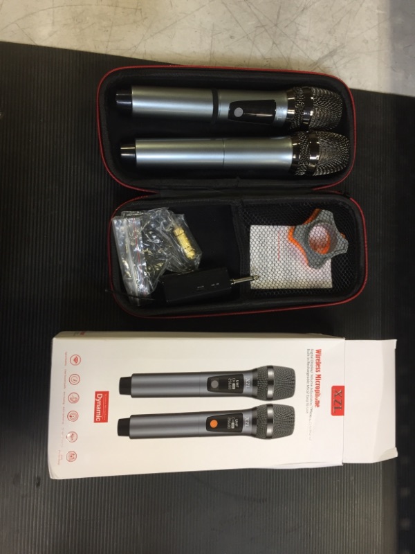 Photo 2 of Wireless Microphone, UHF Dual Handheld Dynamic Mic System with Gray