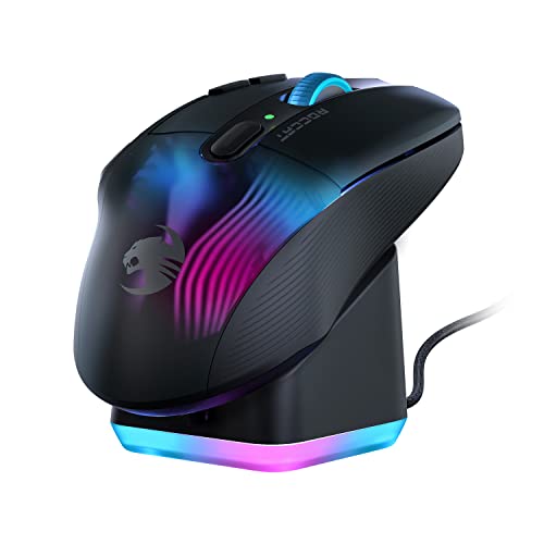 Photo 1 of ROCCAT Kone XP Air – Wireless Customizable Ergonomic RGB Gaming Mouse, 19K DPI Optical Sensor, 100-hour Battery & Charging Dock, 29 Programmable Inp
