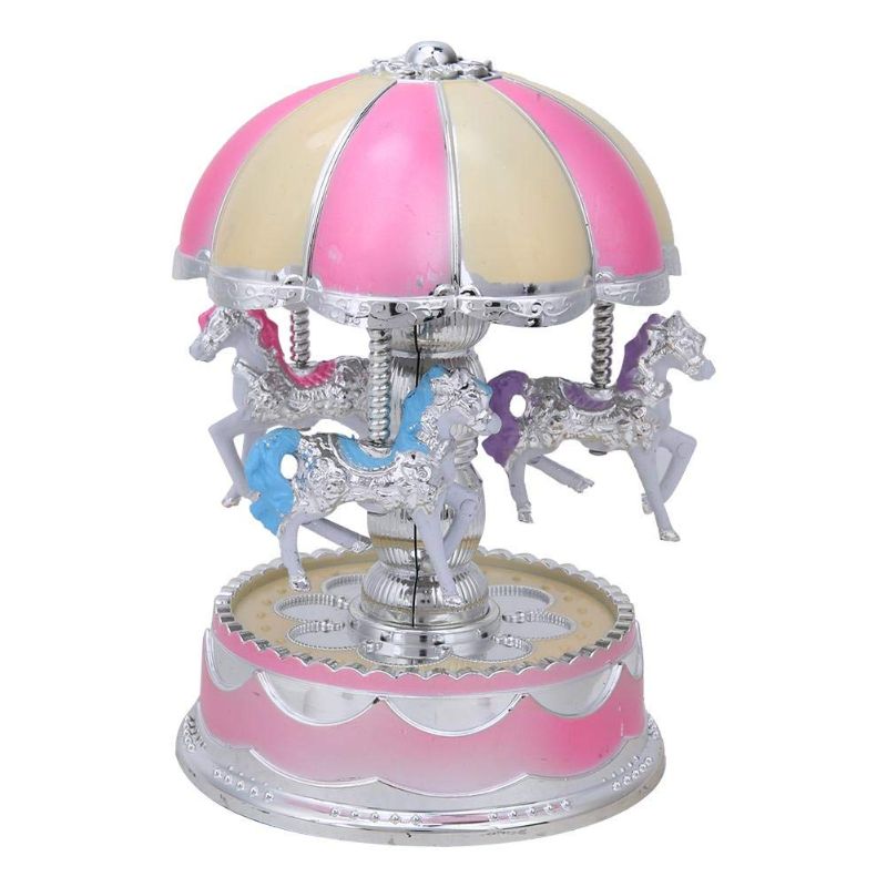 Photo 1 of Luminous Music Box, Exquisite Kids Rotating Carousel Light and Sound Toy Home Decor Best Gift for Girls(Pink)
