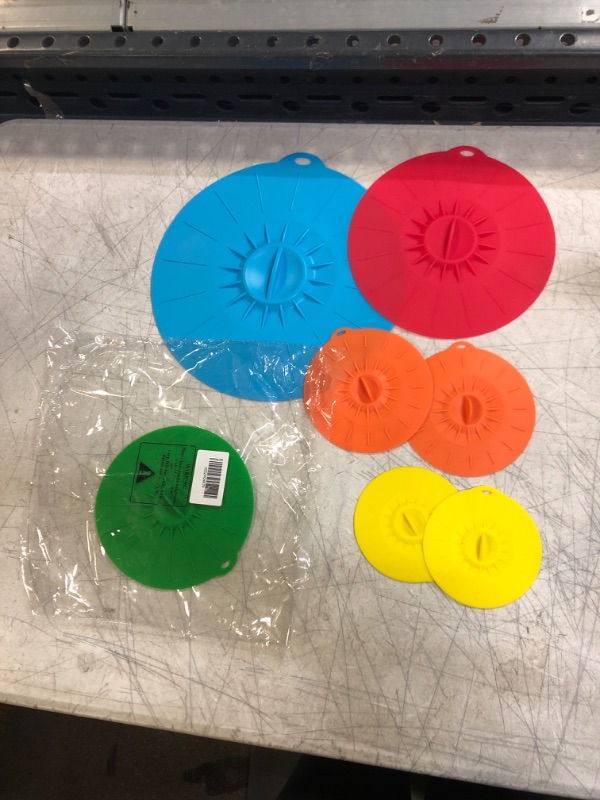 Photo 2 of 7 Pack Silicone Lids, Microwave Splatter Cover, 5 Sizes Reusable Heat Resistant Food Suction Lids fits Cups, Bowls, Plates, Pots, Pans, Skillets, Stove Top, Oven, Fridge BPA Free, Mothers Day Gifts
