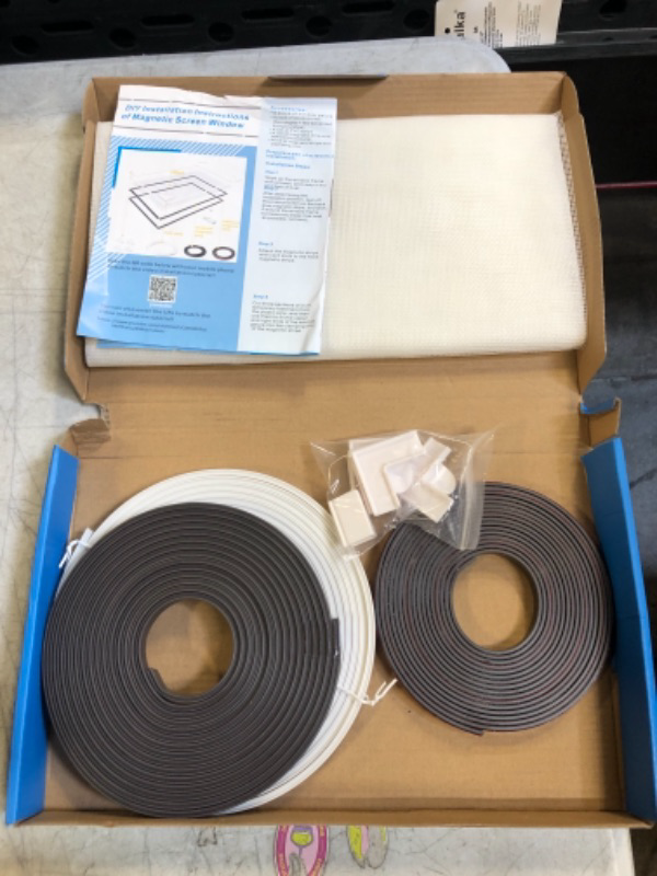 Photo 1 of OWYR Magnetic Window Screen Adjustable DIY Window Net Fiberglass Fine Mesh Screen Protector Fits Max 48” x 44” White Window Frames with White Mesh 48” x 44” White Mesh