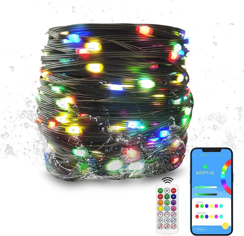 Photo 1 of VISDOLL LED Multicolor Fairy String Lights, 32.8FT WS2812 5V RGB Addressable USB Waterproof Curtain Lights, Christmas Lights with Remote and Bluetooth App Control, programmable LED Dream Color Light
