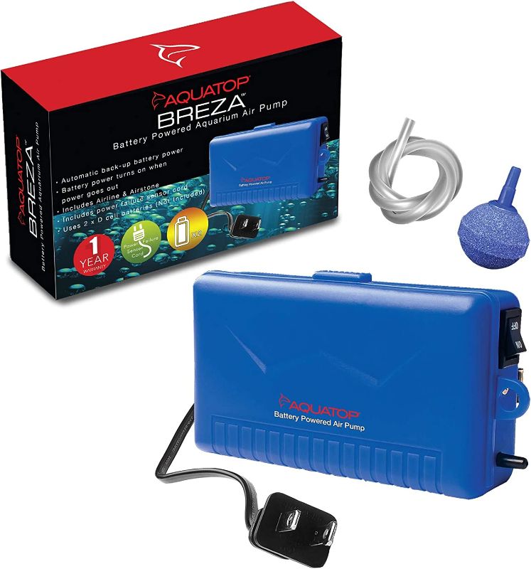 Photo 1 of Aquatop BREZA Battery Powered Air Pump with AC Power Failure Sensor – Automatic Backup Power System, Aquarium Air Pump, Versatile & Portable For Aquatic Transport, AC-DC-One
