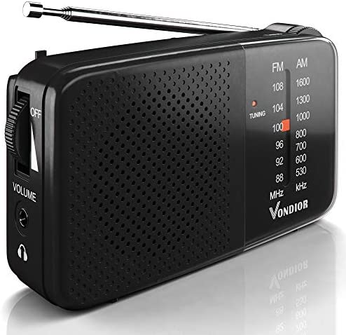 Photo 1 of Vondior AM FM Radio - Best Reception and Longest Lasting. AM FM Radio Portable Player Operated by 2 AA Battery, Mono Headphone Socket (Black)

