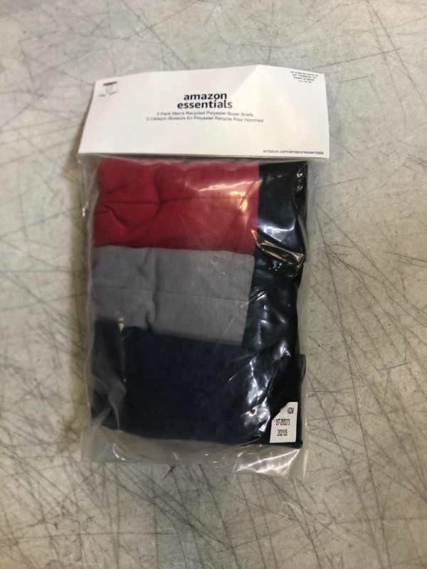 Photo 2 of Amazon Essentials Men's Boxer Briefs, Pack of 3 Medium Red/Light Grey/Navy