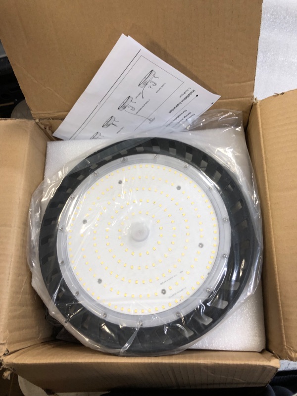 Photo 3 of Hykolity 2 Pack LED High Bay Light 150W, 5000K UFO LED High Bay Light Fixture with US Plug [450W MH/HPS Equiv.] 100-277V, 19,500lm, IP66 Commercial Warehouse Area Light for Wet Location 150.0 Watts