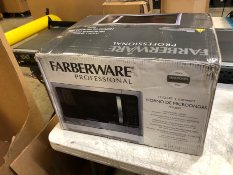 Photo 3 of Farberware Countertop Microwave Oven 1.2 Cu. Ft. 1100 Watt with LED Lighting, Child Lock, Easy Clean Grey Interior, Stainless Steel 1.2 Cu.Ft Stainless Grill