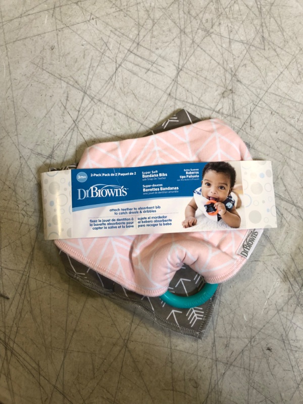 Photo 1 of Dr. Brown's Super Soft Bandana Bibs with One Snap-On Teether, 3m+, , 2 Count