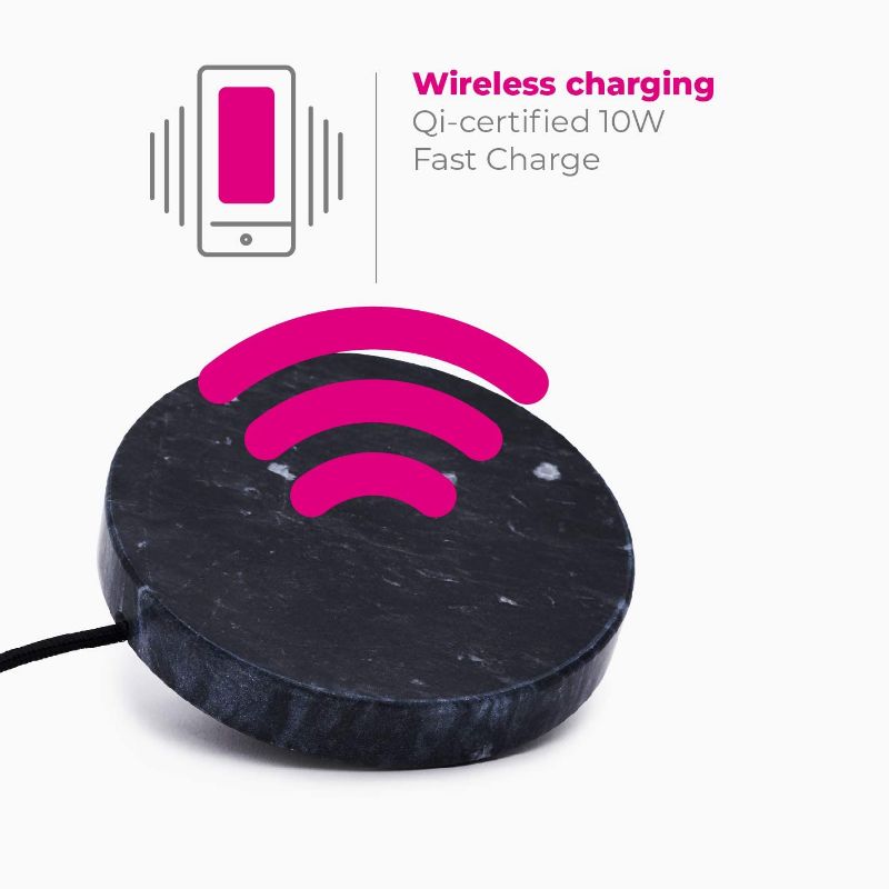 Photo 1 of EINOVA Wireless Charging Stone - Beautiful Wireless Charger, Qi Certified 10W High Speed Charger with Built-in Durable Braided Cable - Black 