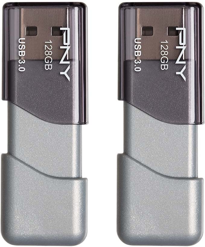 Photo 1 of PNY - Turbo Attaché 3 128GB USB 3.0 Type A Flash Drive, 2-Pack - Silver