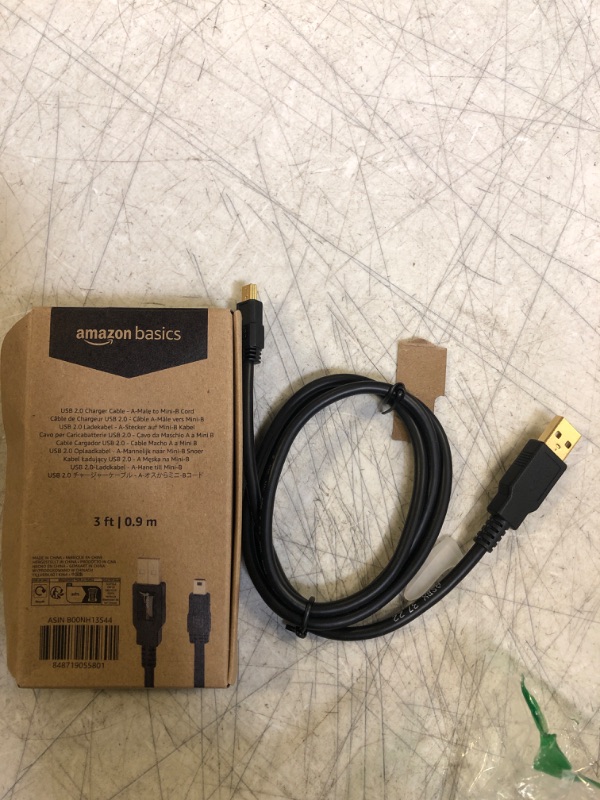 Photo 2 of AmazonBasics USB 2.0 Charger Cable - A-Male to Mini-B Cord - 3 Feet (0.9 meters)