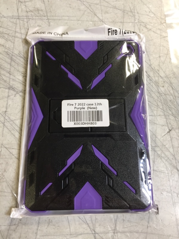 Photo 2 of MaoMini for New Kindle Fire 7 Case 2022 Release 12th Generation,Kickstand Heavy Duty Armor Defender Cover (Purple-Black)