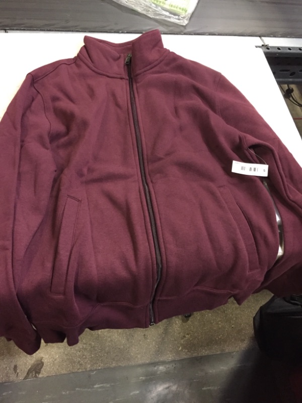 Photo 2 of Amazon Essentials Men's Full-Zip Fleece Mock Neck Sweatshirt SIZE Medium Burgundy