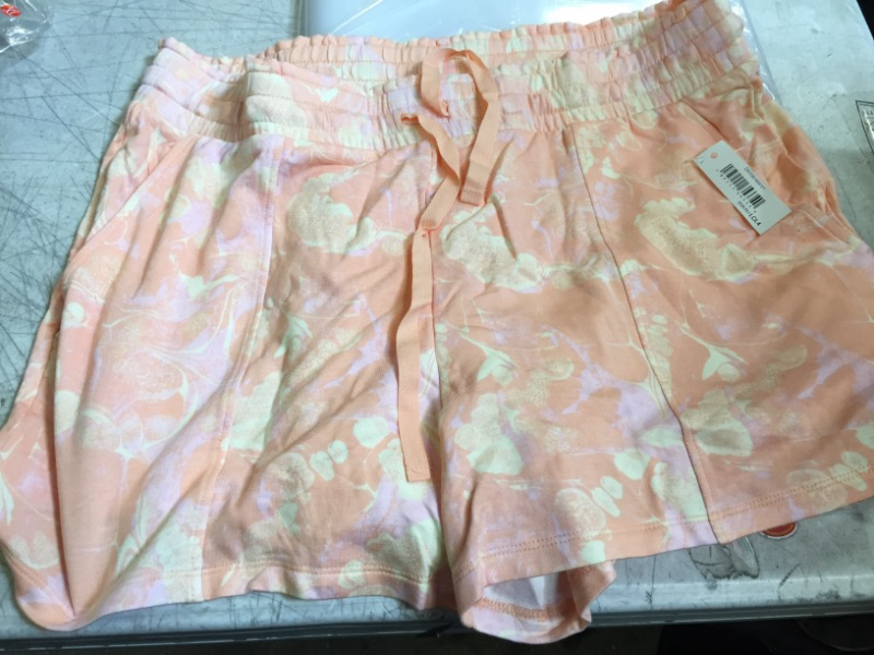 Photo 1 of Daily Ritual Women's Pull-On Supersoft Terry Shorts Peach, Marble Print SIZE LARGE