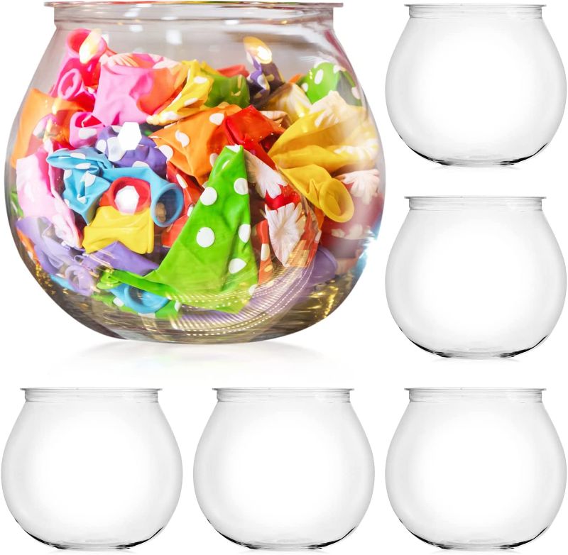 Photo 1 of [6 Pack] 27 Ounce Largest Mini Plastic Fish Bowls for Decoration - Fun Sized Plastic Fish Bowls for Drinks to Start the Party - Clear Plastic Vase for Stunning Centerpieces - Plastic Fish Bowl Set
