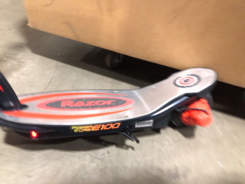 Photo 3 of Razor Power Core E100 Electric Scooter - 100w Hub Motor, 8" Air-filled Tire, Up to 11 mph and 60 min Ride Time, for Kids Ages 8+