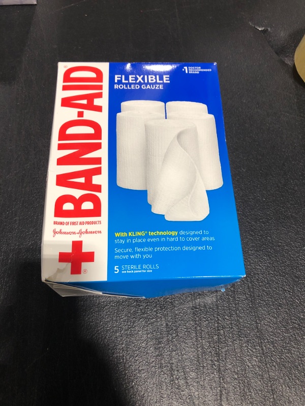 Photo 2 of Band-Aid Brand of First Aid Products Flexible Rolled Gauze Dressing for Minor Wound Care, Soft Padding and Instant Absorption, Sterile Kling Rolls, 4 Inches by 2.1 Yards, Value Pack, 5 ct