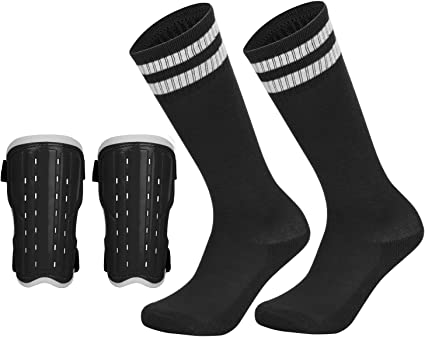 Photo 1 of GEEKSPORT SOCCER SHIN GUARDS & SOCKS. BLACK. SIZE MEDIUM. PHOTO FOR REFERENCE, MAY VARY SLIGHTLY. 